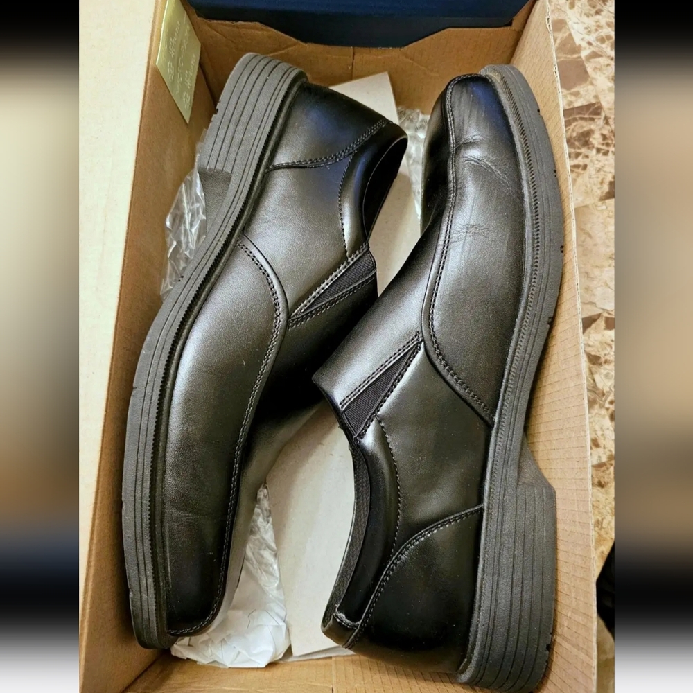 Men's Black Leather Slip-On Shoes